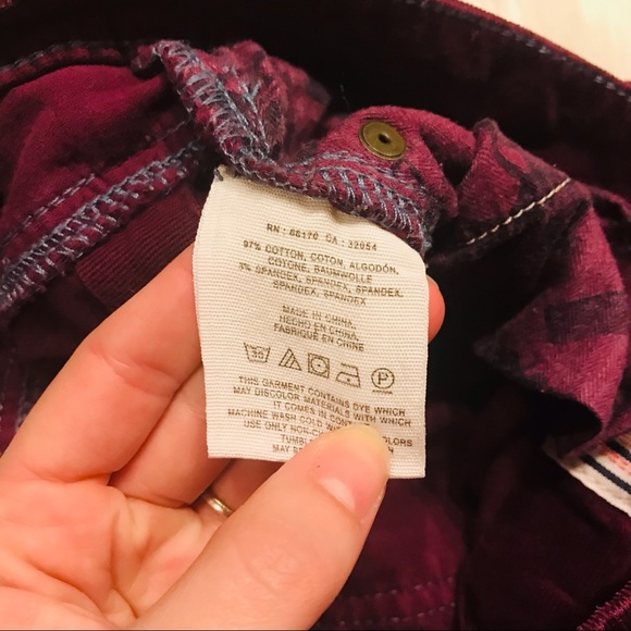 Anthropologie Picro & the Letterpress Corduroy Zippered Wine Red Skinny Jeans - Picture 9 of 13